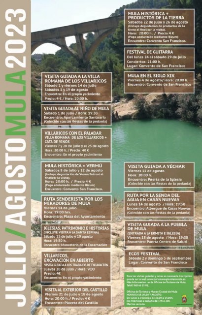 TURISMO| Programación de actividades de julio y agosto 2023