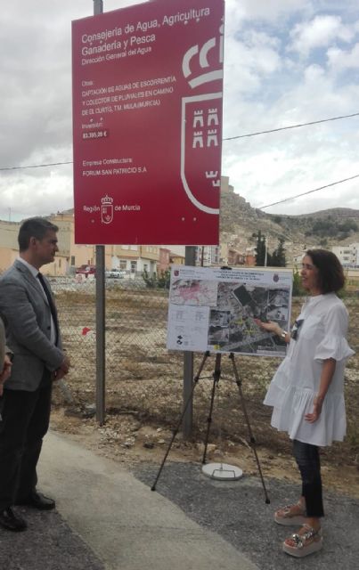 El consejero Miguel Ángel del Amor visita las obras del colector de pluviales de Mula