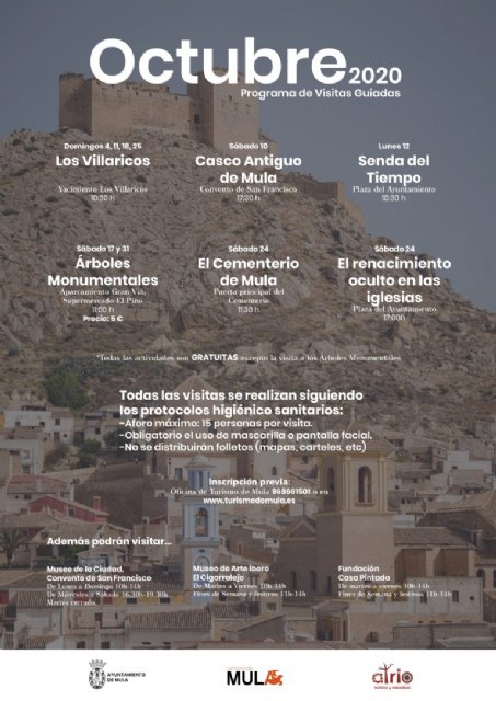 Visitas guiadas a desarrollar durante el mes de octubre en Mula