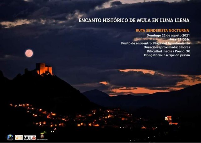 Turismo organiza una ruta senderista nocturna para conocer el encanto histórico de Mula en luna llena