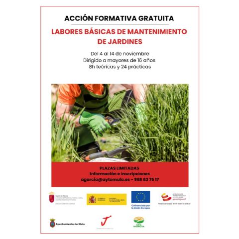 El Ayuntamiento de Mula organiza el curso “Labores Básicas de Mantenimiento de Jardines”