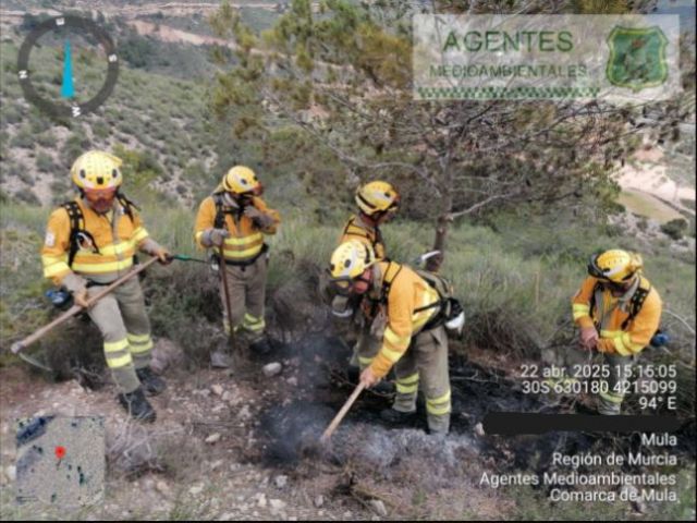 Incendio forestal tras caída de un rayo, en Mula