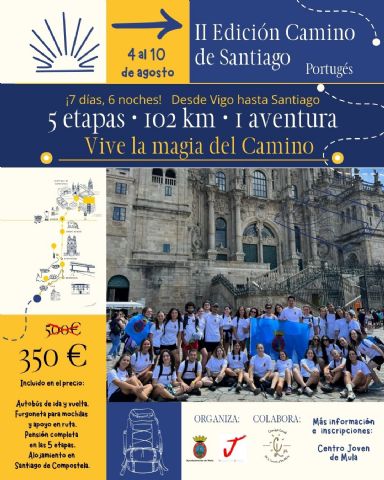 Abierto el plazo de inscripción para la II Edición del Camino Portugués organizado por la concejalía de Juventud