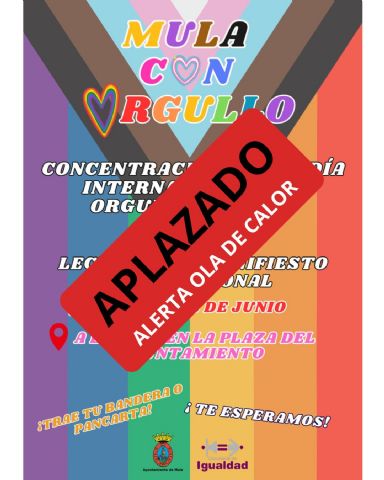 Aplazada la concentración y lectura del Manifiesto del Orgullo prevista para mañana debido a las altas temperaturas