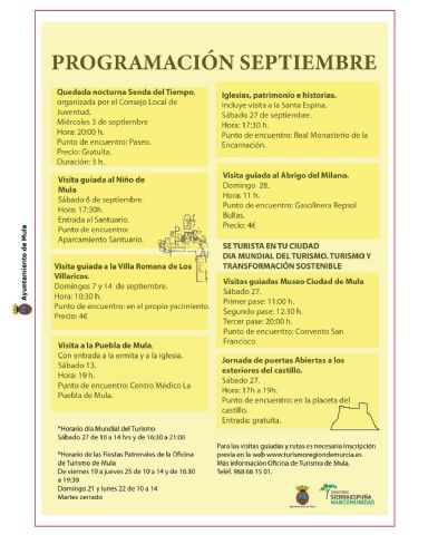 Turismo presenta la programación de septiembre, un mes marcado por las Fiestas de Mula