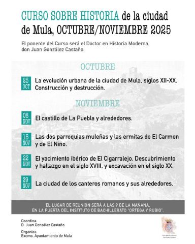 Nueva edición del Curso sobre Historia de la ciudad de Mula?