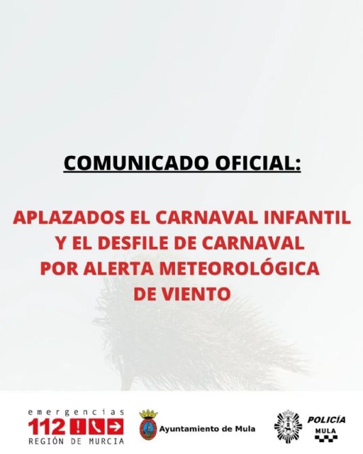 Aplazados el Carnaval Infantil y el desfile de Carnaval por la alerta meteorológica por viento