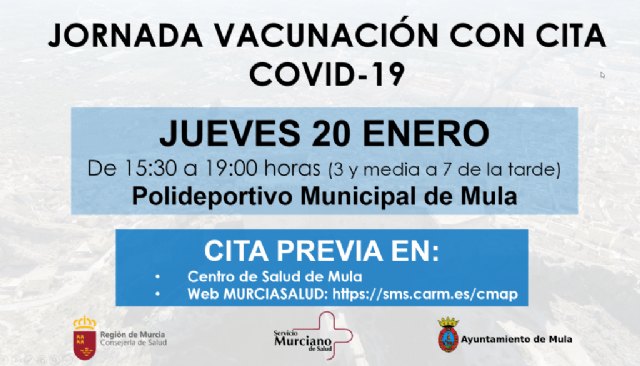 Jornada de vacunación con cita previa COVID-19 – Jueves, 20 de enero