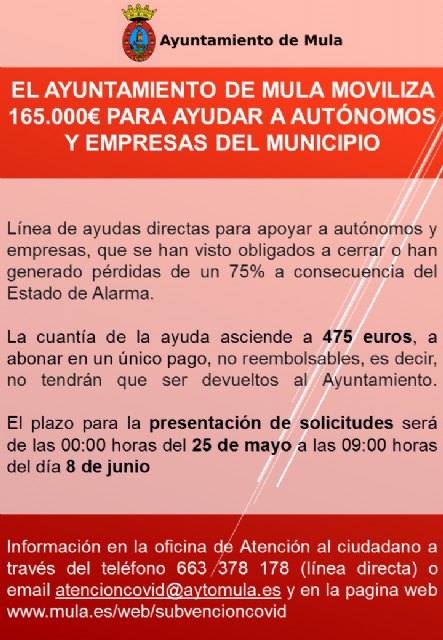 Convocatoria de ayudas a autónomos afectados por el COVID-19