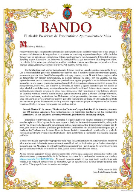 Bando del Alcalde: Noche de los Tambores 2021