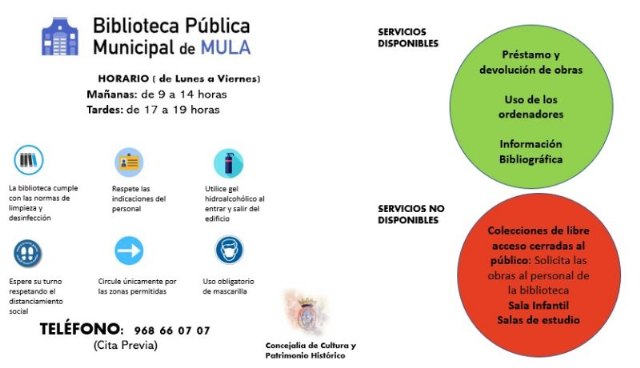 Nota informativa reapertura biblioteca municipal de Mula