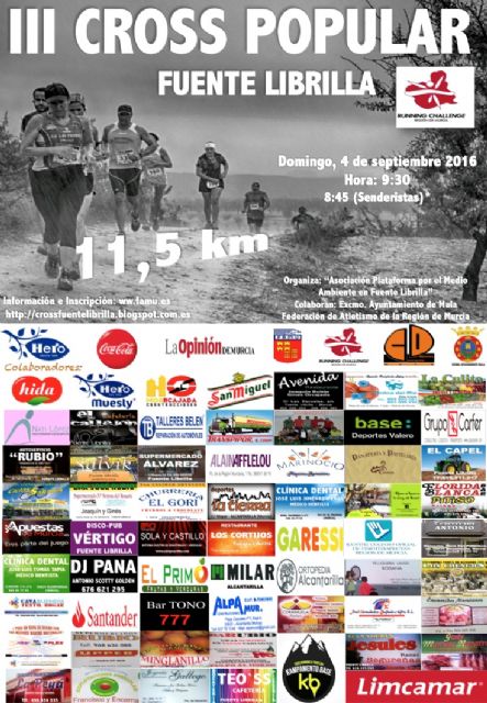 Este lunes, presentación del III Cross Popular 11,5km. de Fuente Librilla