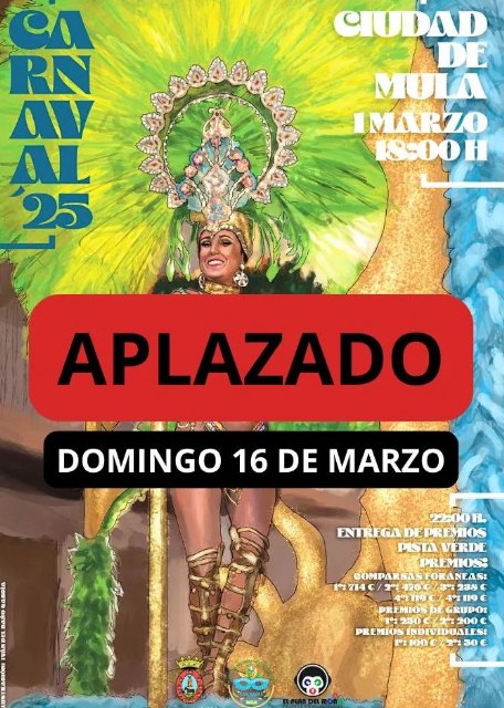 El Desfile de Carnaval de Mula se aplaza al 16 de marzo por previsión de lluvias