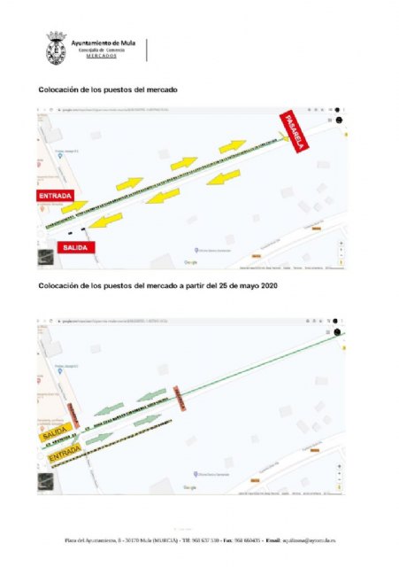 Nota informativa sobre el mercado semanal de Mula