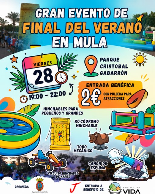 Fiesta de Final del Verano en Mula con actividades hinchables para toda la familia
