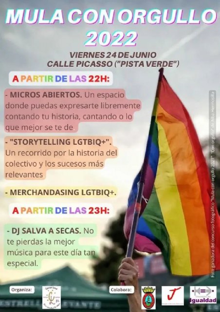 Mula contará con diversas actividades para dar visibilidad al colectivo LGTBI con motivo del Día del Orgullo 2022